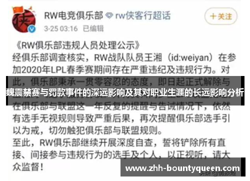 魏震禁赛与罚款事件的深远影响及其对职业生涯的长远影响分析 魏震禁赛与罚款事件的深远影响及其对职业生涯的长远影响分析